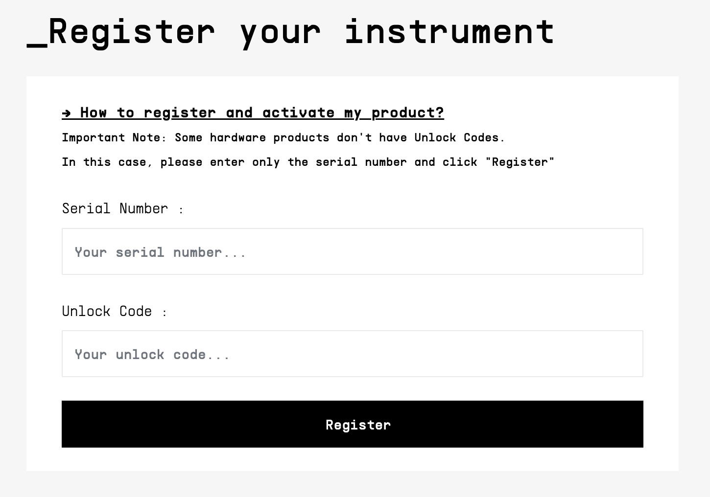 serial unlock