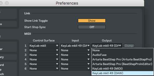 keylab mkii control surface live 10 2