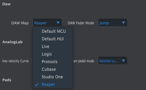 keylab mkii mcc select daw control surface reaper