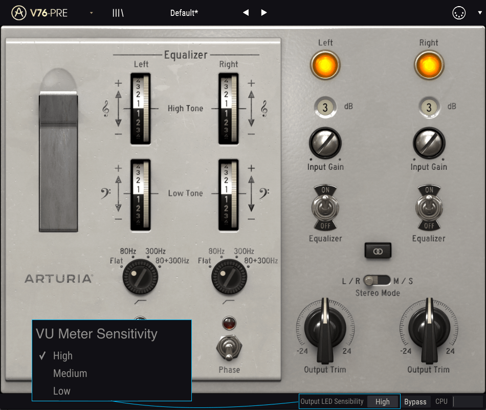v76 pre vu meters stuck