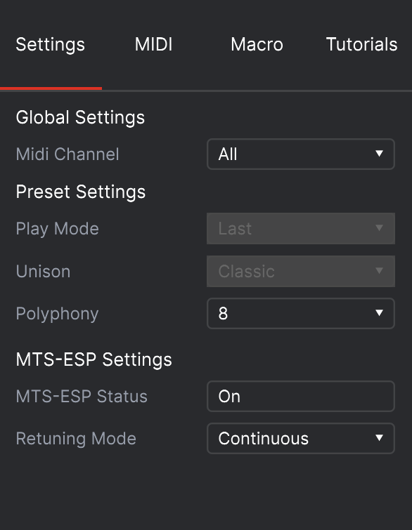 settings