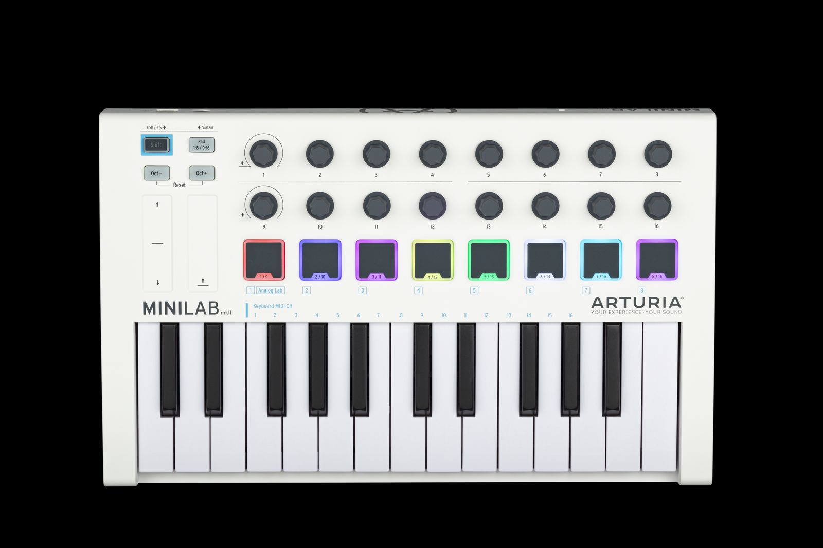 Arturia MiniLab MK II Contrôleur MIDI universel 25 touches 16 Pads RVB rétro-éclairés